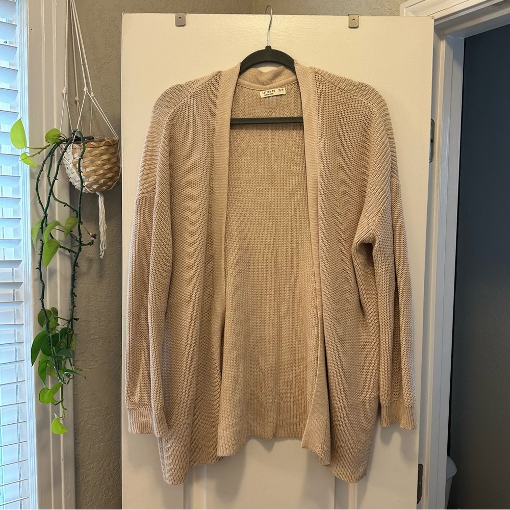 Cotton On brand open knit sweater cardigan in beige.  Size XS.
